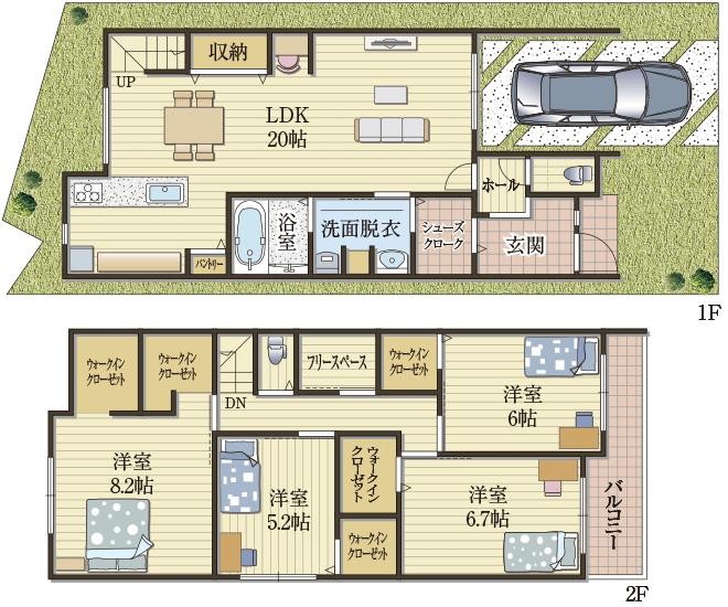 玄関～水廻りへの直結ウォークスルー動線