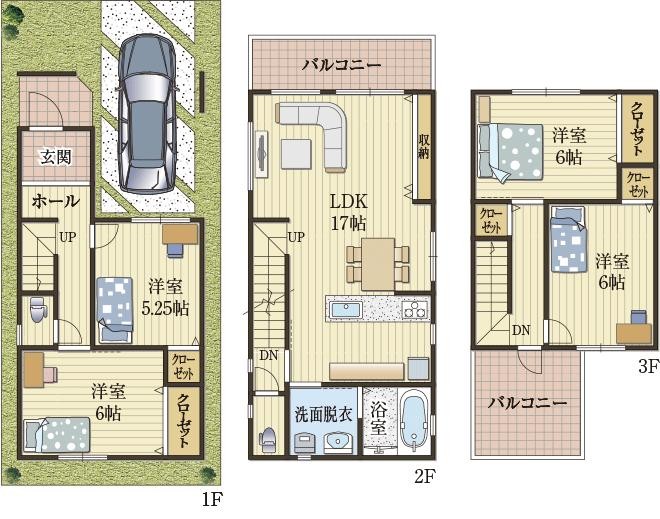 ゆったりバルコニーがある家
