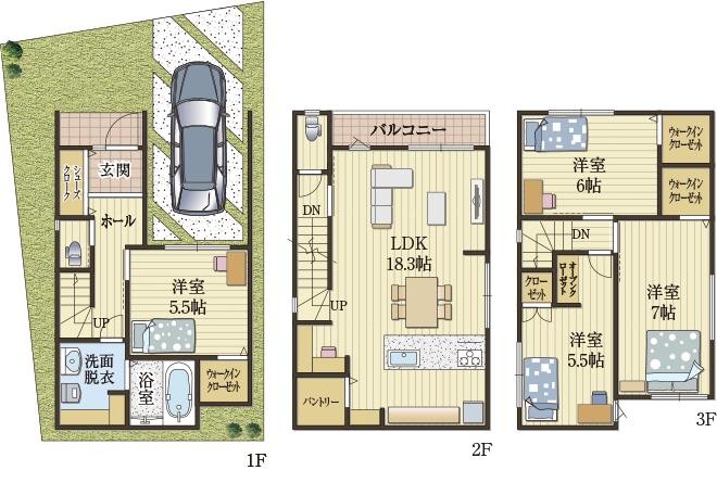 スタディコーナーのある家