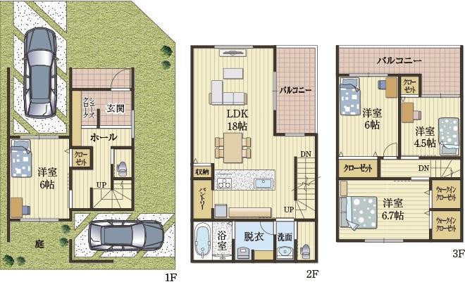 ゆったりバルコニーのある家